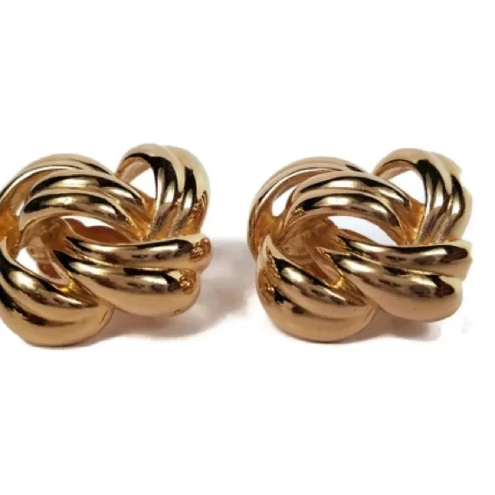 Signed Vintage Givenchy Gold Knot  Earrings